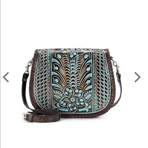 Hand tooled leather crossbody
